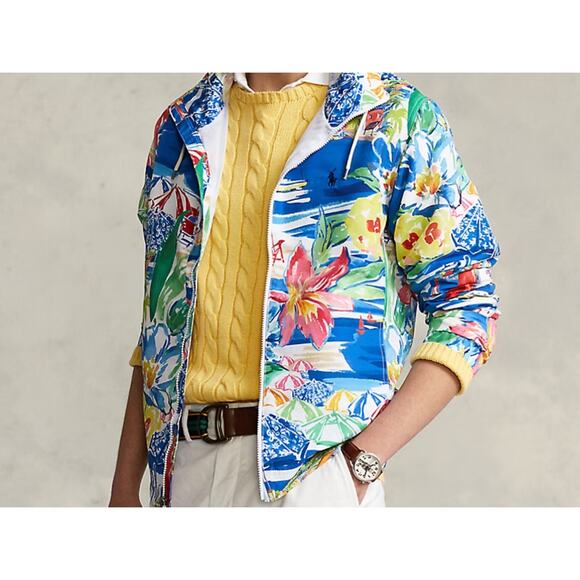Polo Ralph Lauren Riviera Windbreaker Jacket Mens Large Packable Colorful Resort - Picture 15 of 16